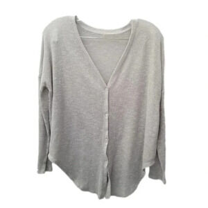 Aritzia Babaton Grey  Button Up V-Neck Cardigan Size Medium